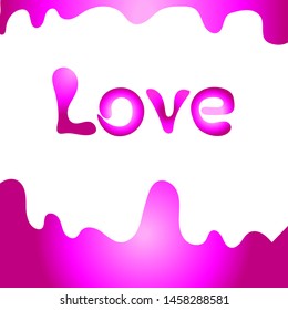 Pink text Love. Vector template 