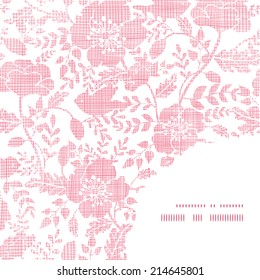 Pink textile birds and flowers frame corner pattern background