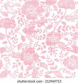 Pink textile birds and flowers seamless pattern background