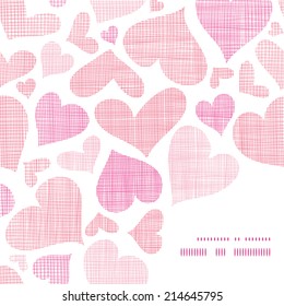 Pink textile hearts horizontal frame corner pattern background