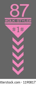 Pink texts, numbers and arrows design on grey background. Vector illustration.