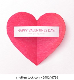 Pink Textured Folded Vector Heart With Paper Sticker