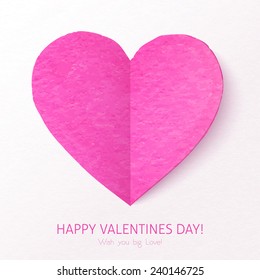 Pink textured folded vector heart