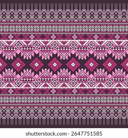 Pink Thai Ethnic Geometric Textile