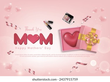 Pink thank you mom card, background