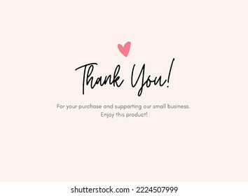 Pink Thank You For Your Order Card