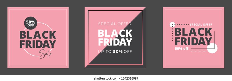 
Pink themed blackfriday banners and great offers