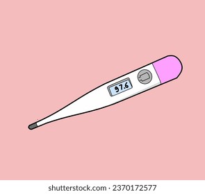 pink thermometer. body temperature measuring device