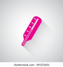 Pink Thermometer web icon on light grey background
