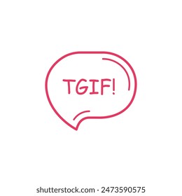pink thin line tgif logo like speech bubble. linear flat style trend modern logotype graphic design isolated on white background. concept of break away on spree