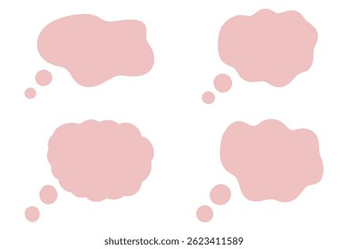 Pink Thought Bubbles Set – Hand Drawn Pastel Speech Clouds.