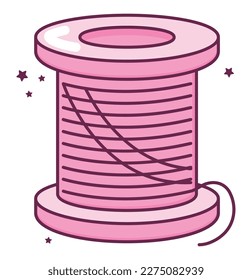 pink thread design over white