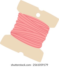 Pink thread neatly wrapped around a cardboard spool, perfect for sewing, embroidery, and various crafting projects, offering a vibrant touch to creative endeavors