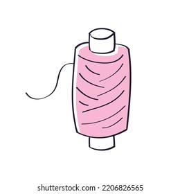 Pink thread spool isolated vector illustration