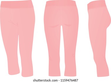 Pink three quarters pants.vector illustration 