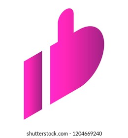 Pink thumb up icon. Isometric of pink thumb up vector icon for web design isolated on white background