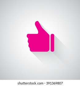 Pink Thumb Up web icon on light grey background