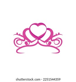 Pink tiara crown fashion jewelry flat isolated