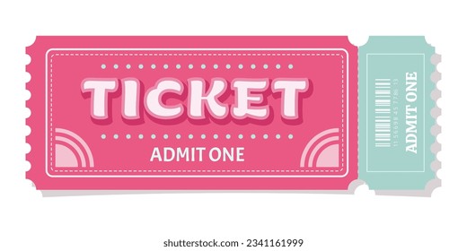 Pink. Ticket. Ticket for a festive event. Ticket for girls. 