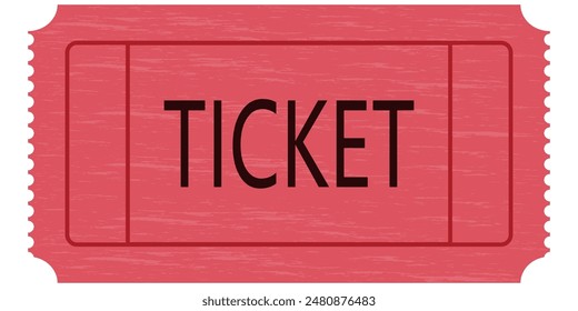 Pink ticket, retro model, textured. Flat vector drawing