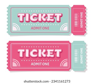 Pink. Tickets. Ticket to a festive event. Ticket for girls. Vector illustration of tickets