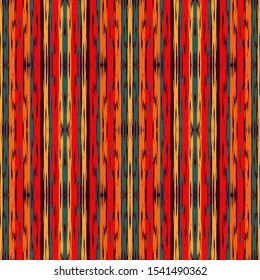 Pink Tie Dye Textile Seamless Pattern. Pink Stripes Aztec Vector Background. Ikat Traditional Motif. Indonesian Stripes Abstract Watercolor Motif. Batik.