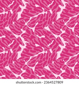 Pink Tiger Print Vector: Animal Pattern, Textured Surface, and Background