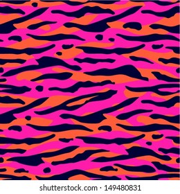 Pink tiger skin stripes, disco seamless background, vector illustration