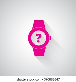 Pink Time Question web icon on light grey background