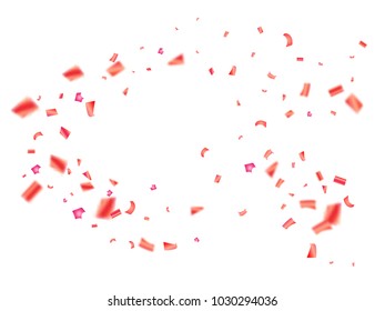 Pink Tinsel Confetti Falling Vector. 
