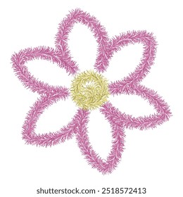 Flor de mexilhão rosa. Inflorescência de pelúcia de planta florescente. Cabeça de flor. Floresceu pétalas afiadas. Flor aberta. Ilustração do vetor de cores. Fundo branco isolado. 