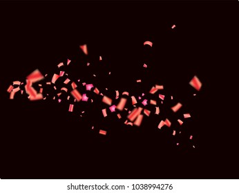 Pink Tinsel Vector Confetti Falling. Christmas, New Year, Birthday Party Celebration Firework Decor. Falling Down Sparkling Pink Foil Tinsel Vector Confetti Light. Gift Voucher Magic Frame.