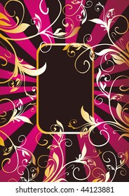 Pink title page with golden vegetable pattern and ray