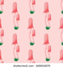 pink toadstool seamless pattern, vector illustration