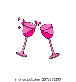 pink toast wine glass vector