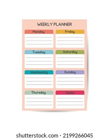 Pink Today and weekly planner template Clear and simple printable to do list Business organizer page Paper sheet