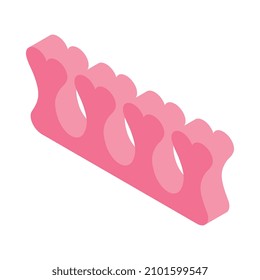 Pink toe divider for pedicure isometric icon 3d vector illustration