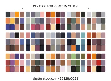 Pink tone color palette. Trend color palette guide template. Fit for fashion designers, business, and paints colors company. Match combinations. Vector graphics. Eps 10.