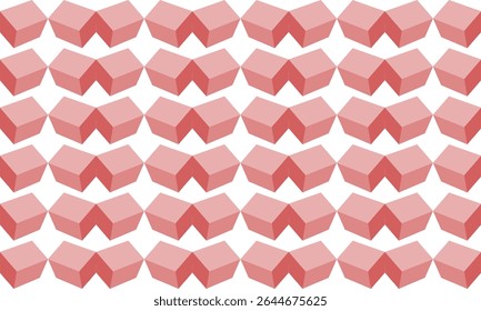 pink tone cube 3D boxes diamond seamless repeat pattern, replete image design for fabric printing or wallpaper, pink abstract cube strip wall