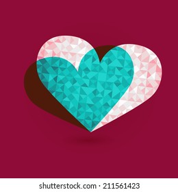  Pink tone of heart shape triangle abstract background