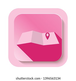 pink tone Map with location isolated on pink background. Navigation on map flat icon. vector illutration
