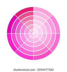 Pink tone palette. Gradient hue wheel. Artistic spectrum circle. Vector color chart.