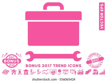 Pink Toolbox pictogram with bonus 2017 trend design elements. Vector illustration style is flat iconic symbols, white background.