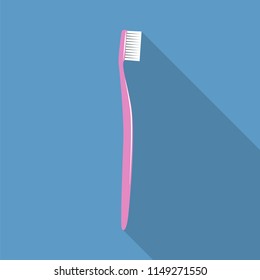 Pink toothbrush icon. Flat illustration of pink toothbrush vector icon for web design