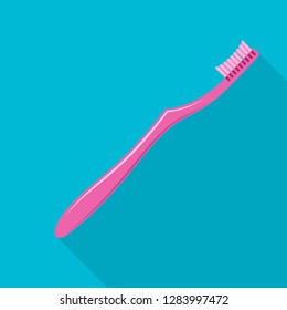 Pink toothbrush icon. Flat illustration of pink toothbrush vector icon for web design
