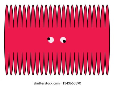 Um pente de dente rosa com dente em ambos os lados tendo olhos loucos vetor cor desenho ou ilustração