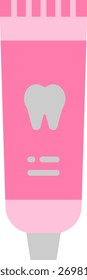 Pink Toothpaste Tube with Tooth Icon for Dental Care