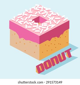 pink topped donut. vector illustration