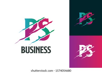 Pink tosca bright candy PS letter template logo design with scratch effect
