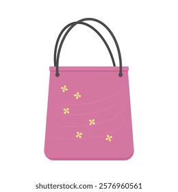 pink tote bag with yellow flower motif. women's bags. women's fashion. cute bags. vector illustration